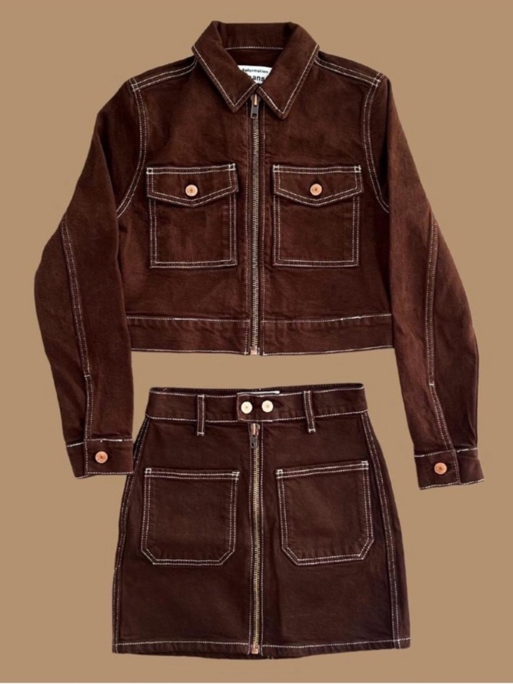 Reformation Chocolate Brown Jean Jacket